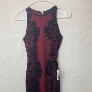 Tight fitted maroon and black dress